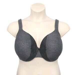 Lane Bryant Cacique Women Bra Full Coverage Lightly Lined 44C Gray Black w/Lace